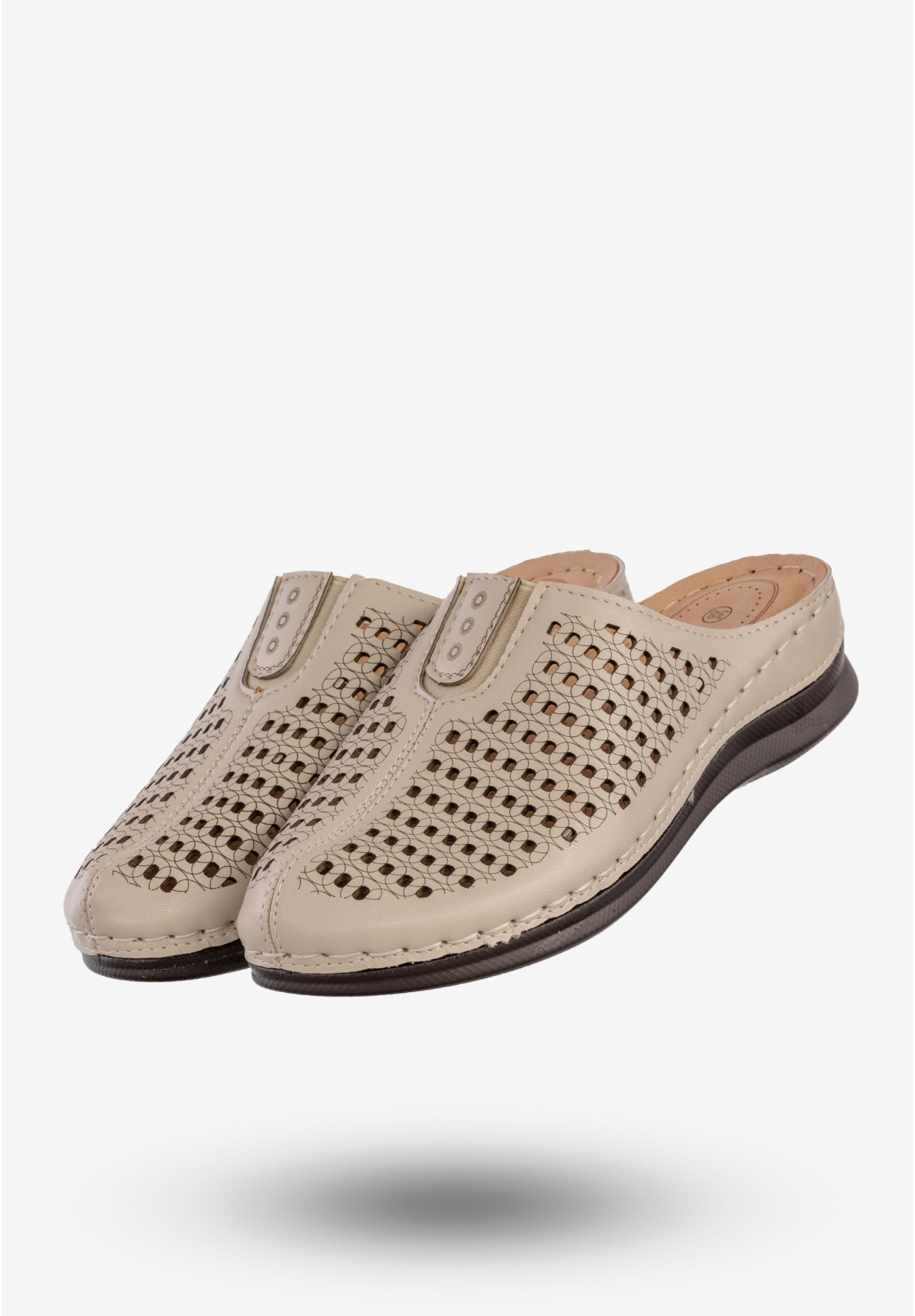 Klapki Damskie Ekoskóra Buty Casual Pantofle Wygodne Beżowe LTH-32