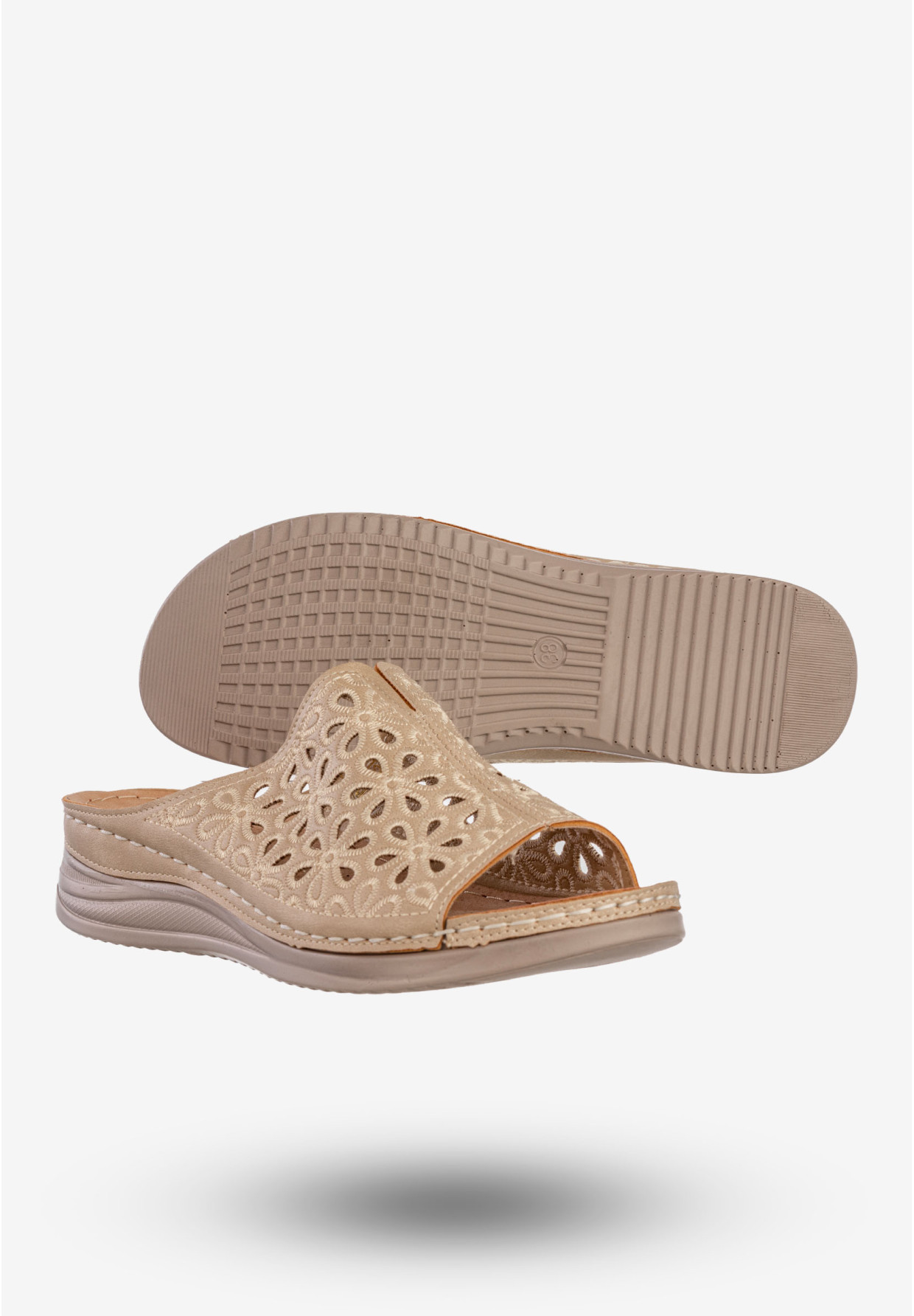 Klapki Damskie Ekoskóra Buty Casual Lekkie Wygodne Beżowe Let Get T9918-2