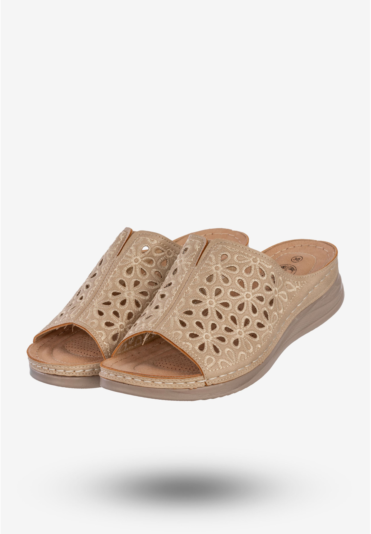 Klapki Damskie Ekoskóra Buty Casual Lekkie Wygodne Beżowe Let Get T9918-2