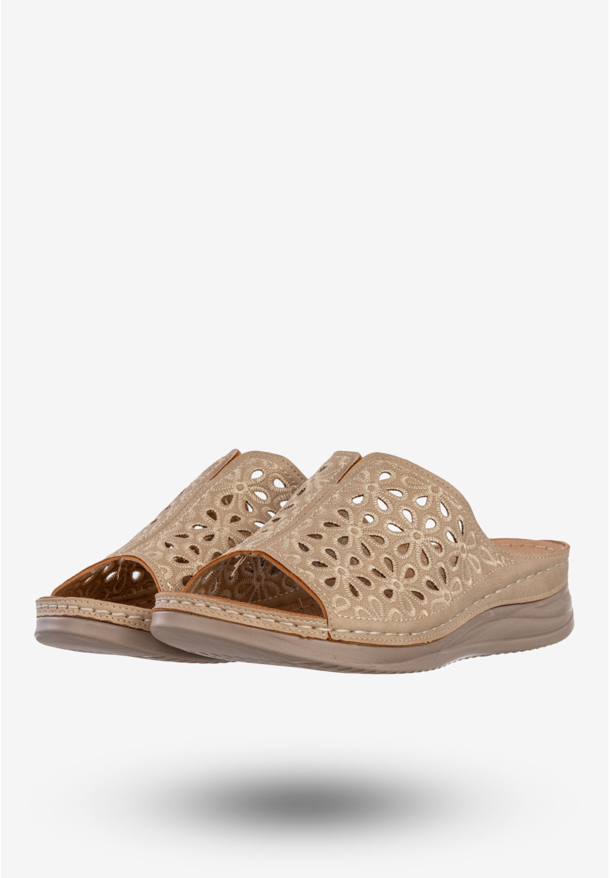 Klapki Damskie Ekoskóra Buty Casual Lekkie Wygodne Beżowe Let Get T9918-2