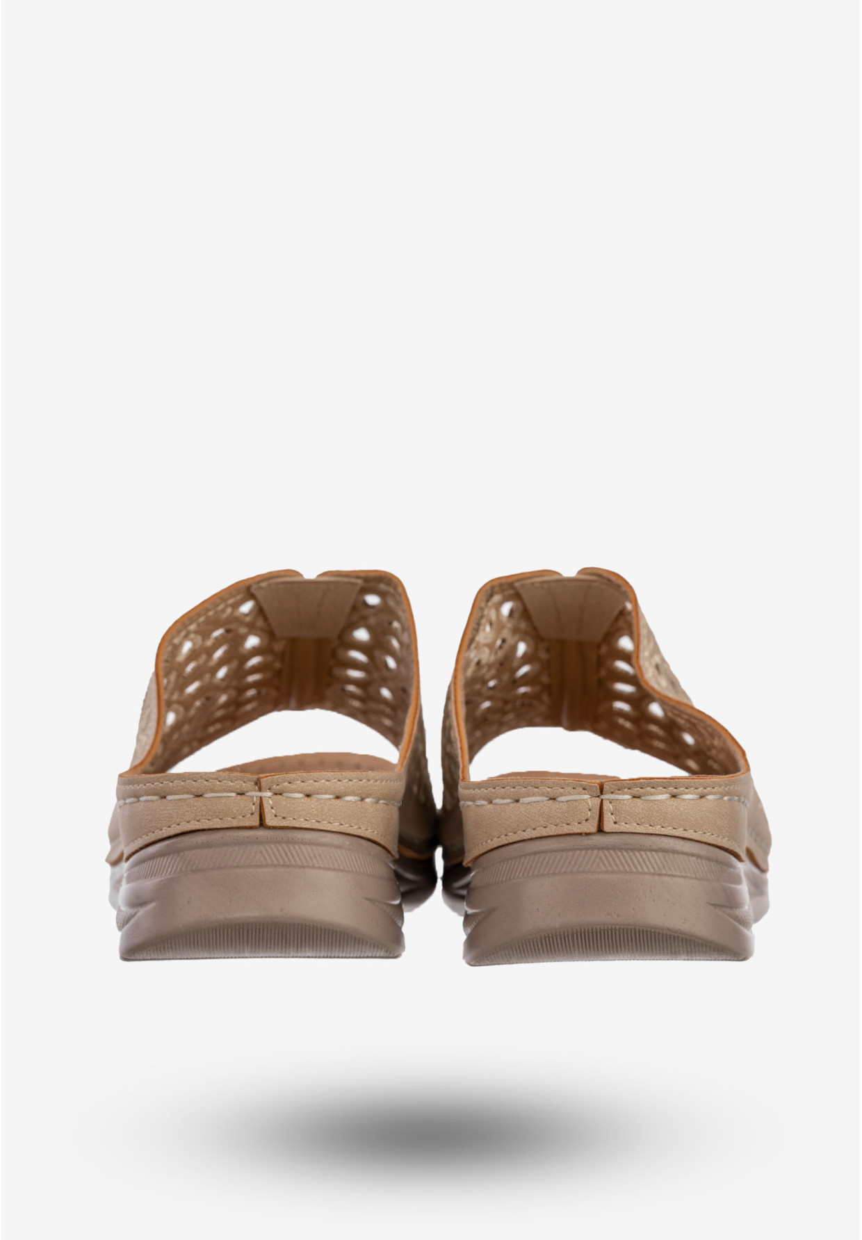 Klapki Damskie Ekoskóra Buty Casual Lekkie Wygodne Beżowe Let Get T9918-2