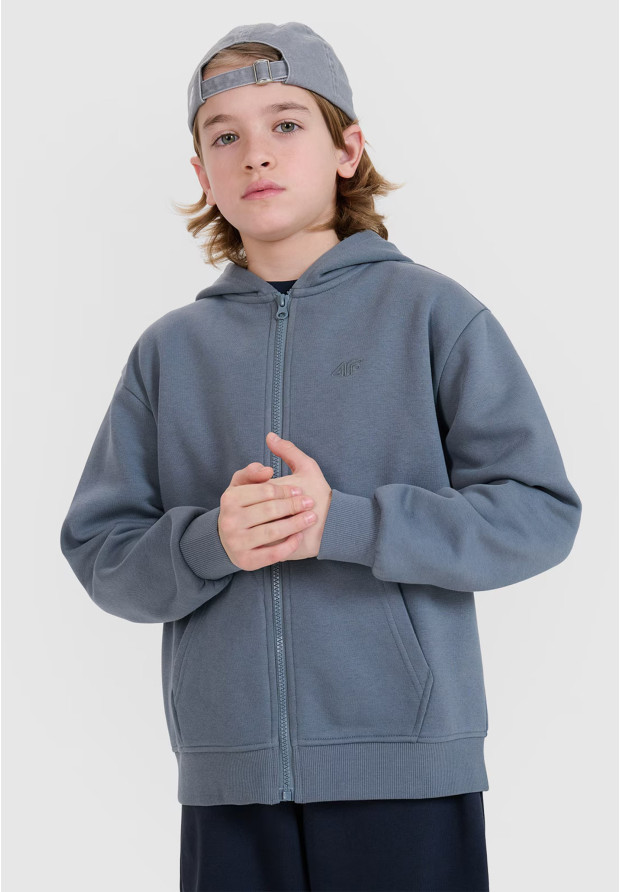 Bluza Chłopięca 4F Z Kapturem Rozpinana Zielona 4FJWSS25TSWSM1851