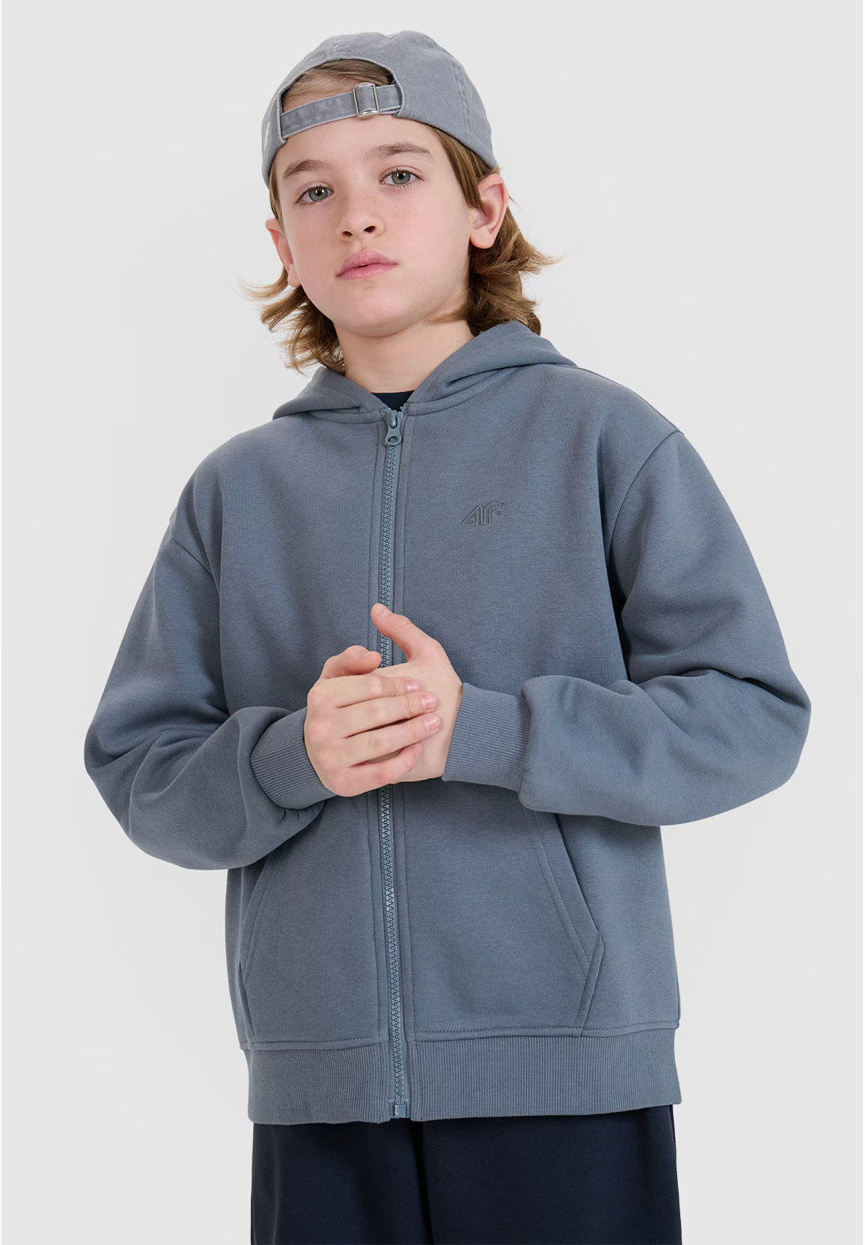 Bluza Chłopięca 4F Z Kapturem Rozpinana Zielona 4FJWSS25TSWSM1851