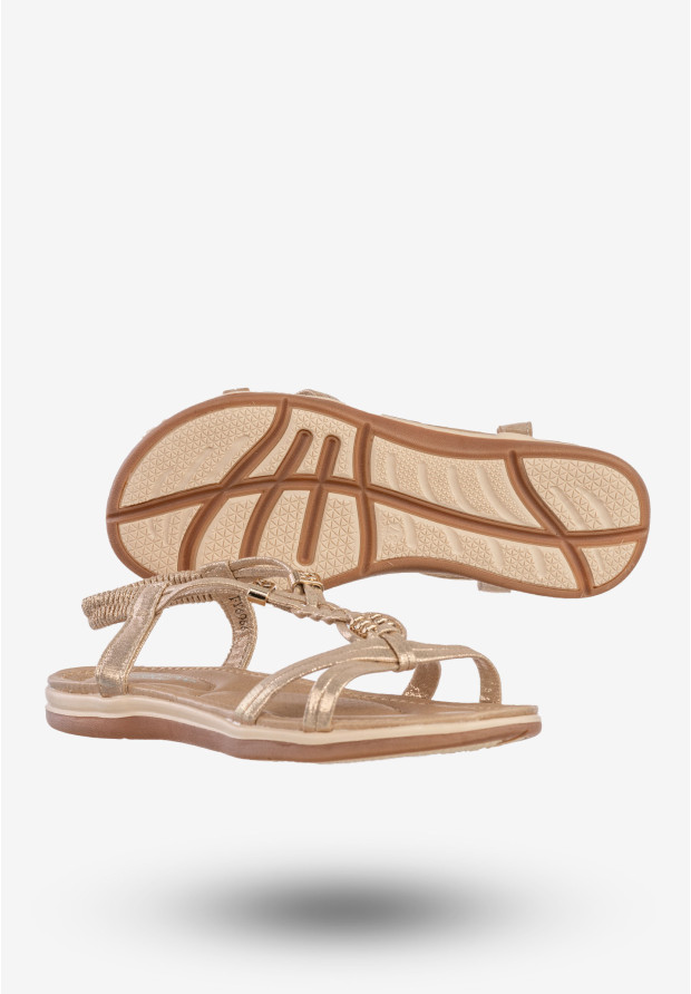 Sandały Damskie Ekoskóra Buty Na Wiosnę Lato Libra Pop Złote FY6966