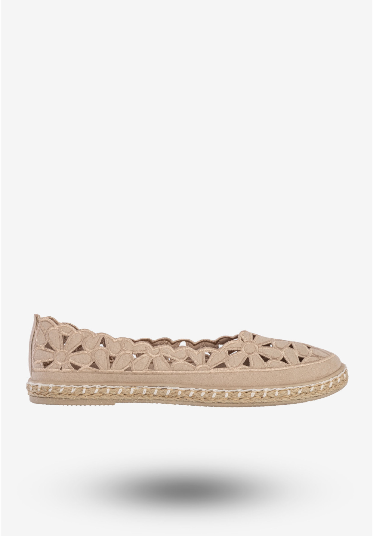 Espadryle Damskie Ażurowe Buty Casual W Kwiaty Półbuty Beżowe DD3001D-51