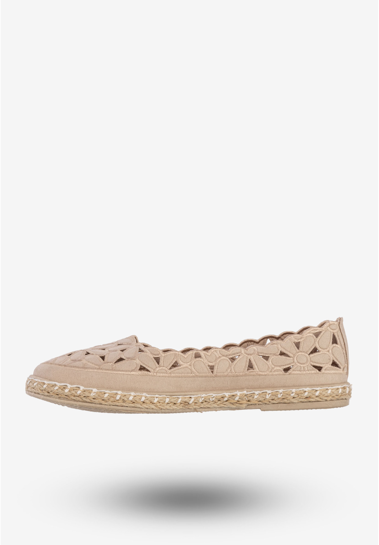Espadryle Damskie Ażurowe Buty Casual W Kwiaty Półbuty Beżowe DD3001D-51