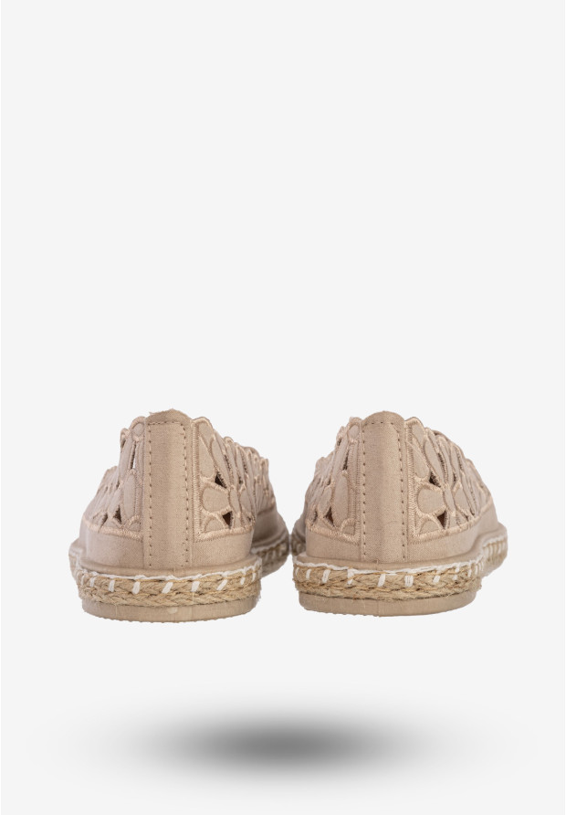 Espadryle Damskie Ażurowe Buty Casual W Kwiaty Półbuty Beżowe DD3001D-51