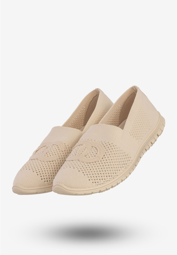 Sneakersy Damskie Wsuwane Buty Sportowe Półbuty Beżowe DD4043-5