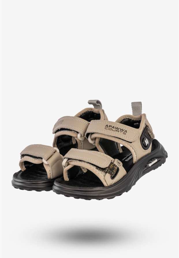 Sandały Dziecięce Ekoskóra Buty Na Rzepy Letnie Beżowe Apawwa P960P