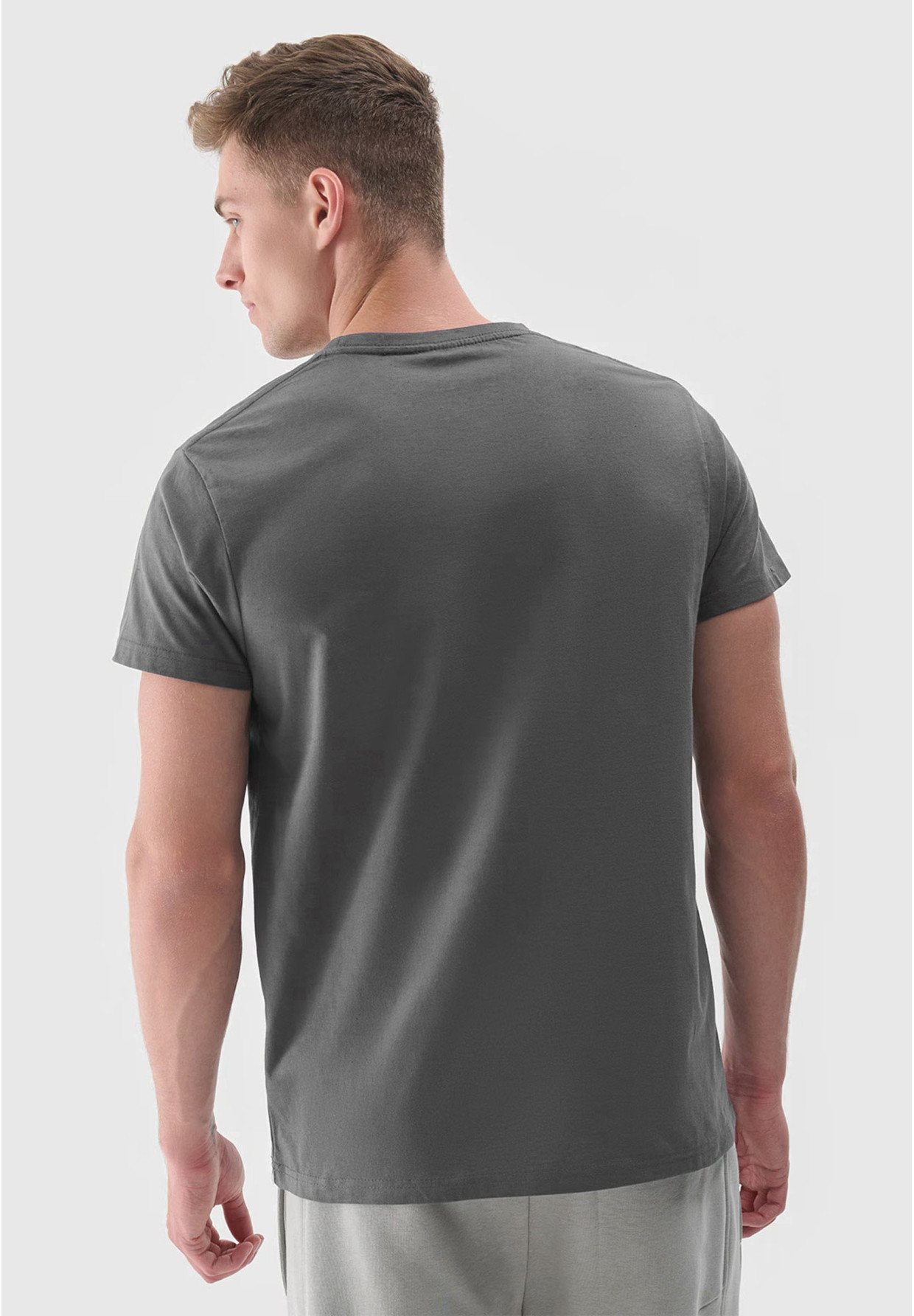 Koszulka Męska 4F T-shirt Sportowy Regular Z Nadrukiem Grafitowy 4FRSS24TTSHM2470