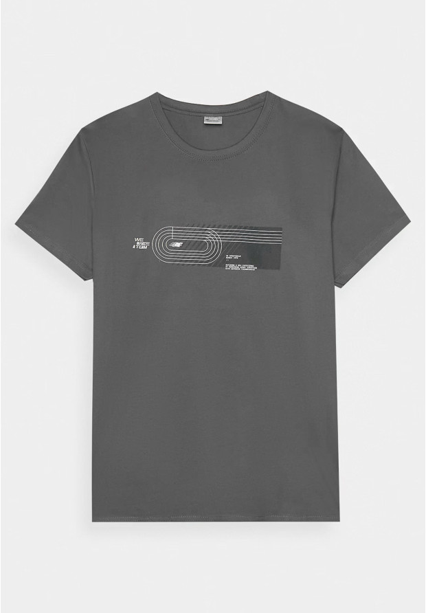 Koszulka Męska 4F T-shirt Sportowy Regular Z Nadrukiem Grafitowy 4FRSS24TTSHM2470