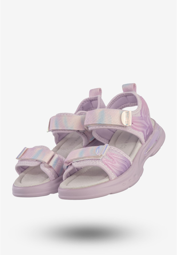 Sandały Dziecięce Buty Na Rzepy Lekkie Skórzana Wkładka Fioletowe Apawwa N1374P