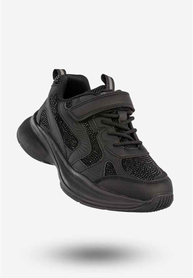 Dziewczęce sneakersy Apawwa G1815P czarne z kryształkami