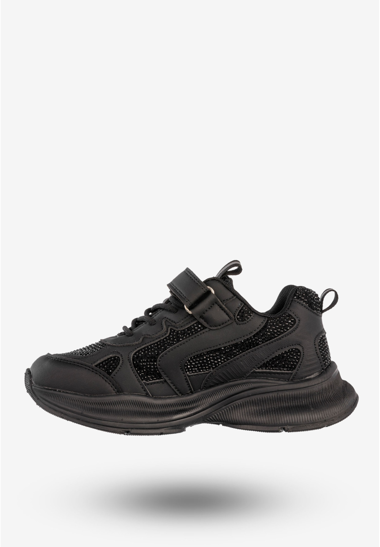 Sneakersy Dziecięce Ekoskóra Buty Sportowe Na Rzepy Półbuty Czarne Apawwa G1815P