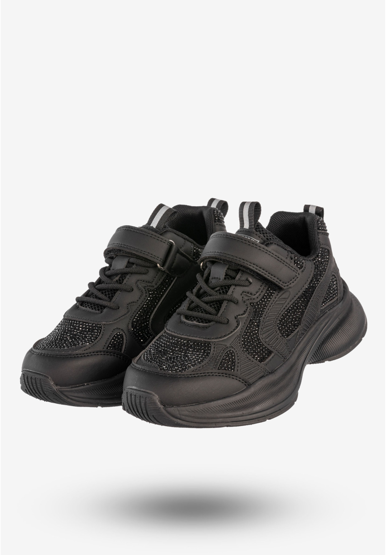 Sneakersy Dziecięce Ekoskóra Buty Sportowe Na Rzepy Półbuty Czarne Apawwa G1815P
