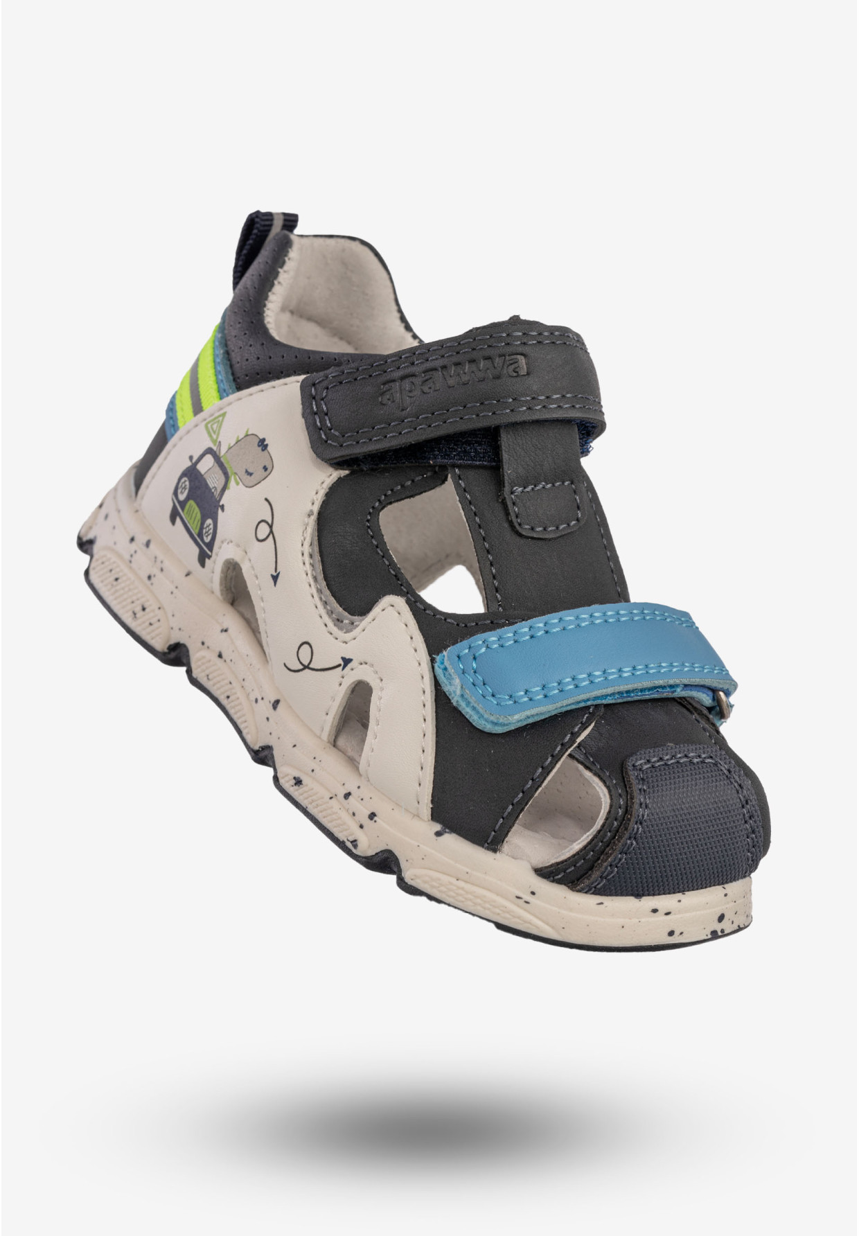 Sandały Chłopięce Buty Na Rzepy Letnie Skórzana Wkładka Granatowe Apawwa S3301P