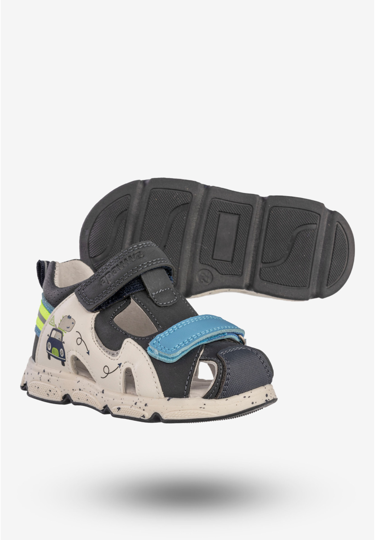 Sandały Chłopięce Buty Na Rzepy Letnie Skórzana Wkładka Granatowe Apawwa S3301P