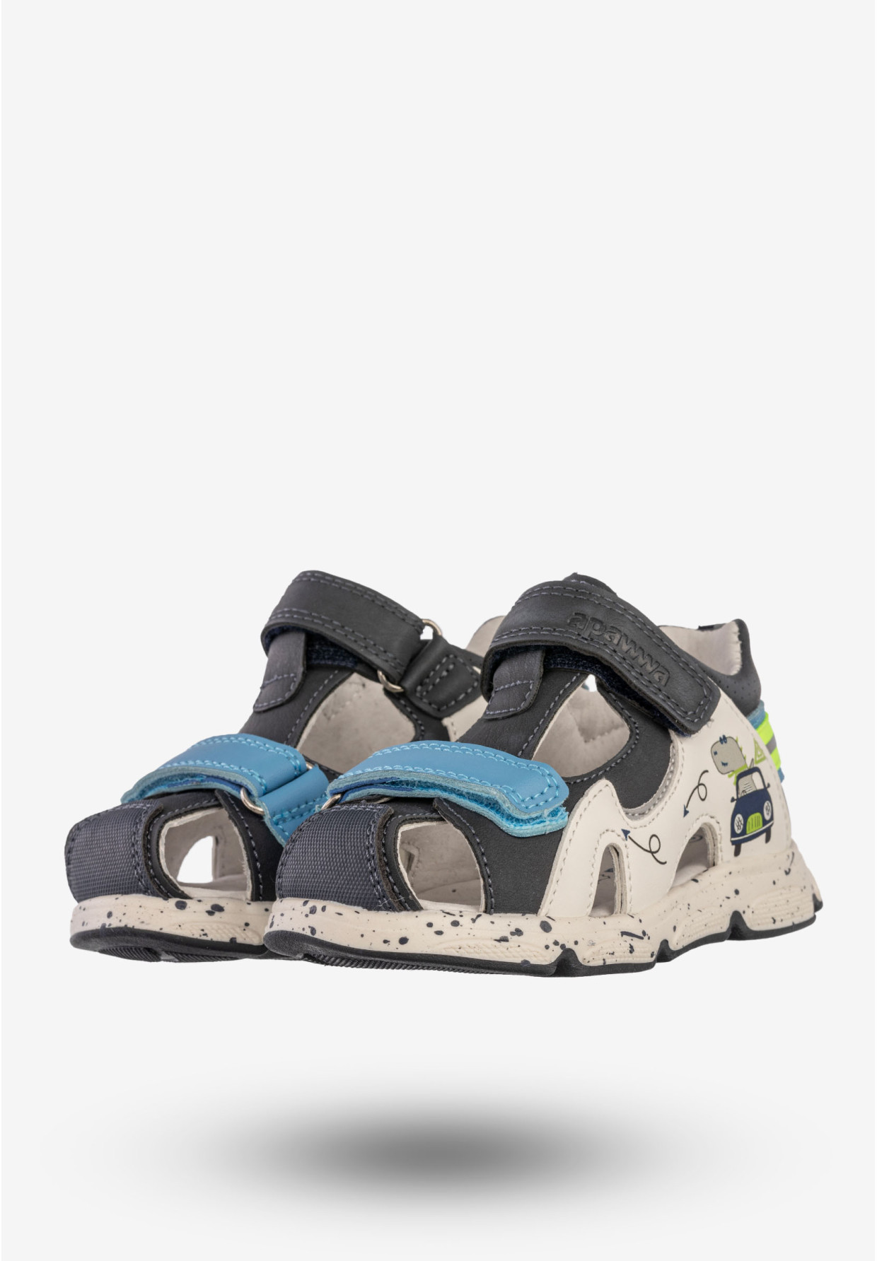 Sandały Chłopięce Buty Na Rzepy Letnie Skórzana Wkładka Granatowe Apawwa S3301P