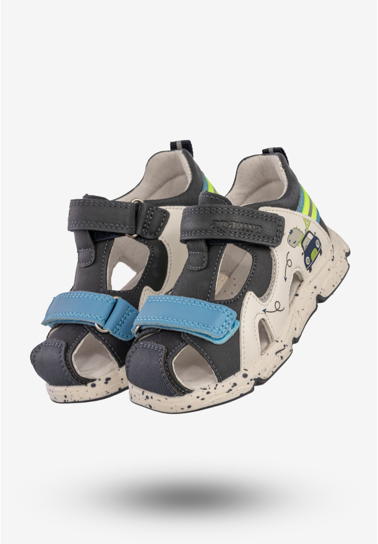 Sandały Chłopięce Buty Na Rzepy Letnie Skórzana Wkładka Granatowe Apawwa S3301P