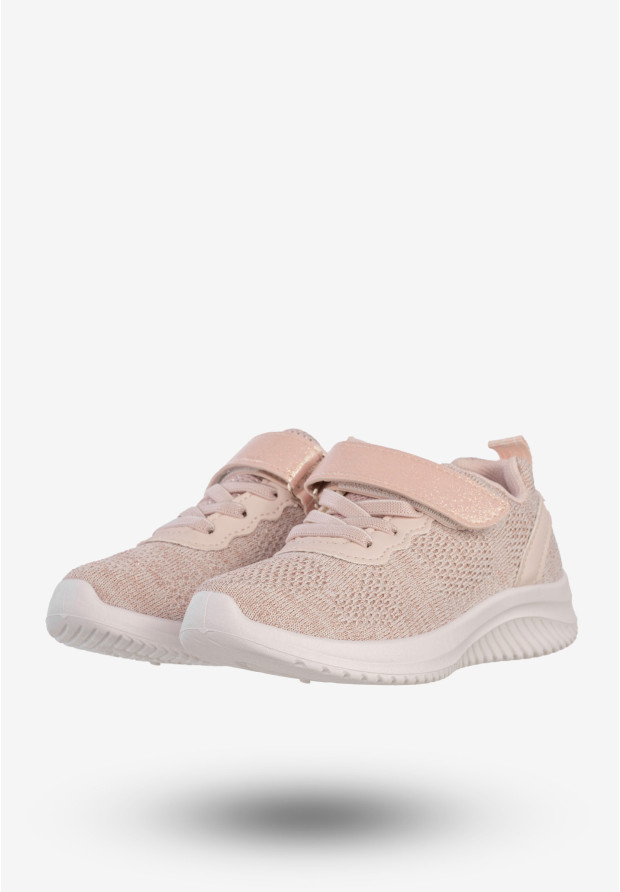 Sneakersy Dziecięce Na Rzepy Buty Sportowe Półbuty Pudrowy Róż Apawwa Z2405P