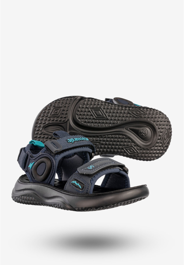 Sandały Chłopięce Buty Na Rzepy Letnie Świecące Granatowe Apawwa Z2422P
