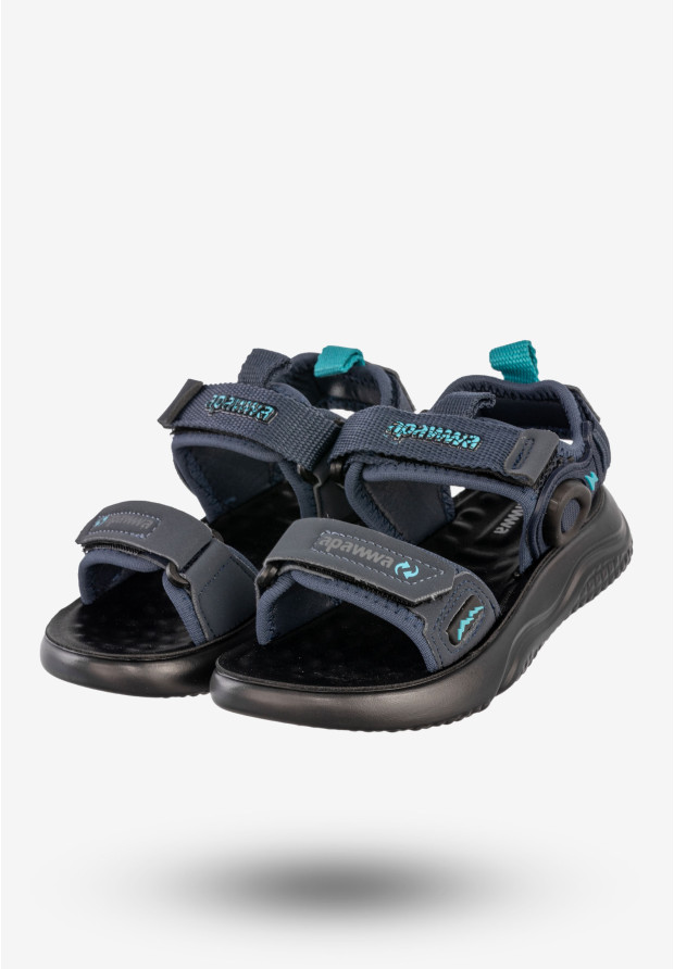 Sandały Chłopięce Buty Na Rzepy Letnie Świecące Granatowe Apawwa Z2422P