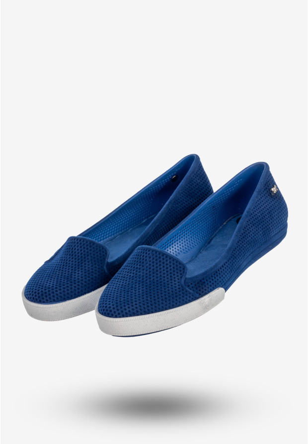 Baleriny Damskie Buty Ażurowe Wsuwane Półbuty Zapachowe Niebieskie ZAXY U285084