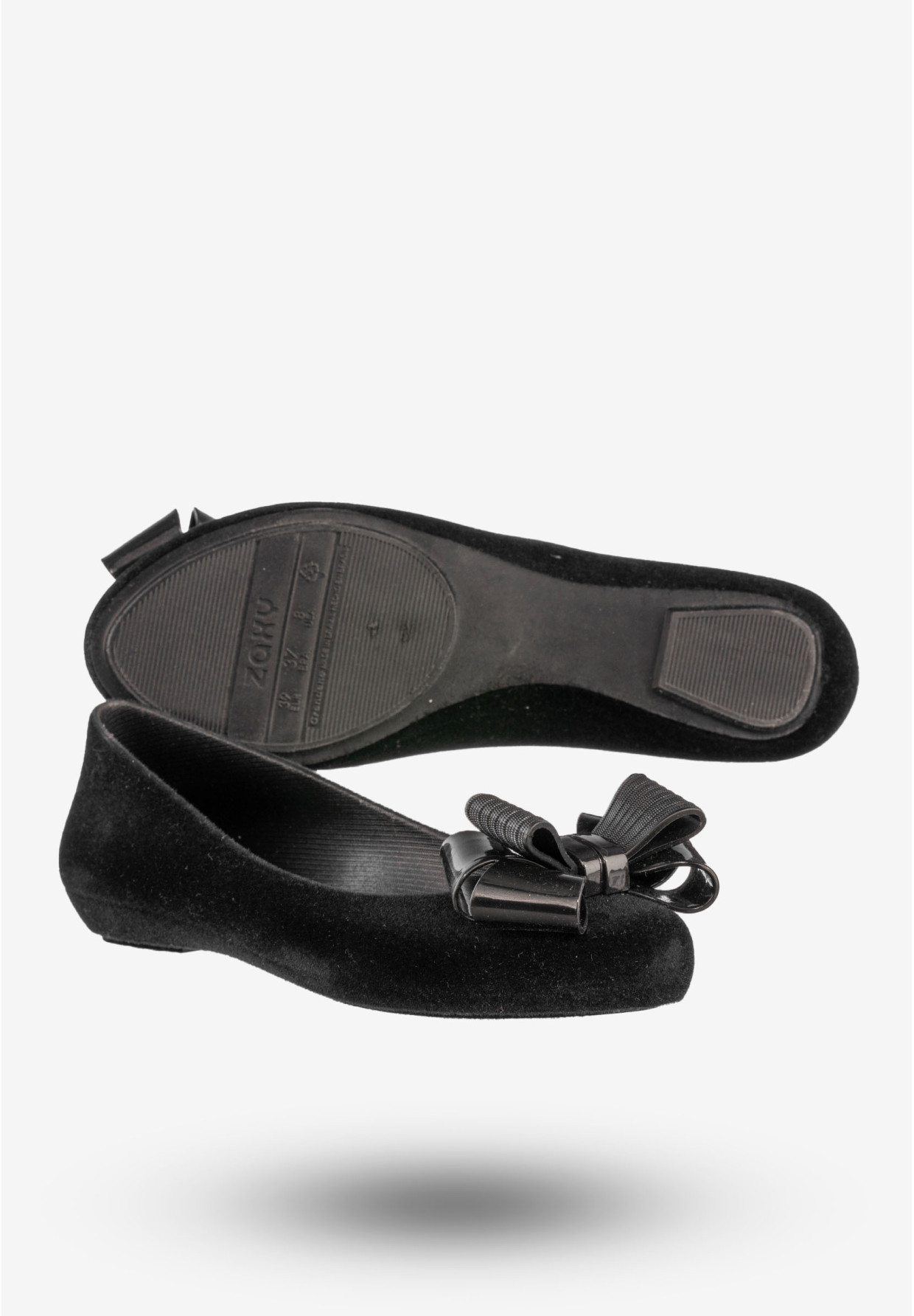 Baleriny Damskie Z Kokardką Buty Wsuwane Półbuty Zapachowe Czarne ZAXY DD285108