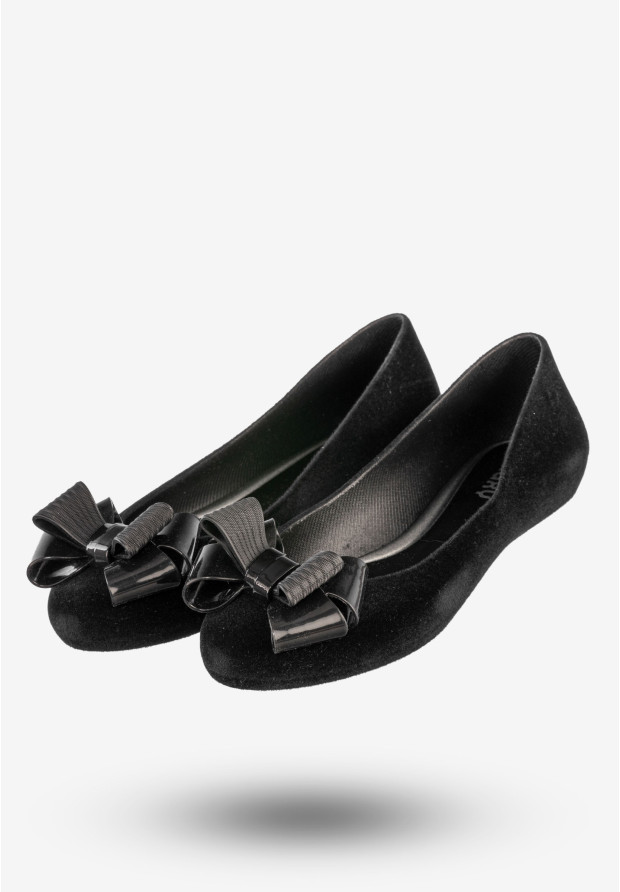 Baleriny Damskie Z Kokardką Buty Wsuwane Półbuty Zapachowe Czarne ZAXY DD285108