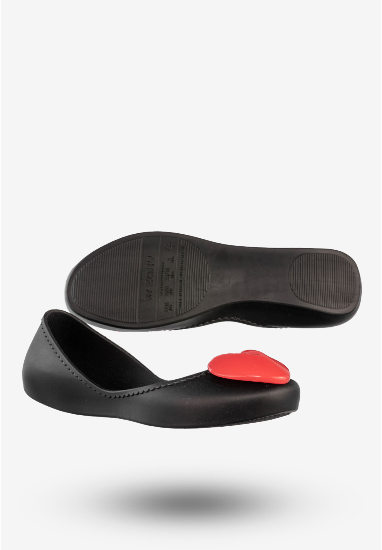Baleriny Damskie Buty Wsuwane Z Serduszkiem Półbuty Zapachowe Czarne ZAXY V285014