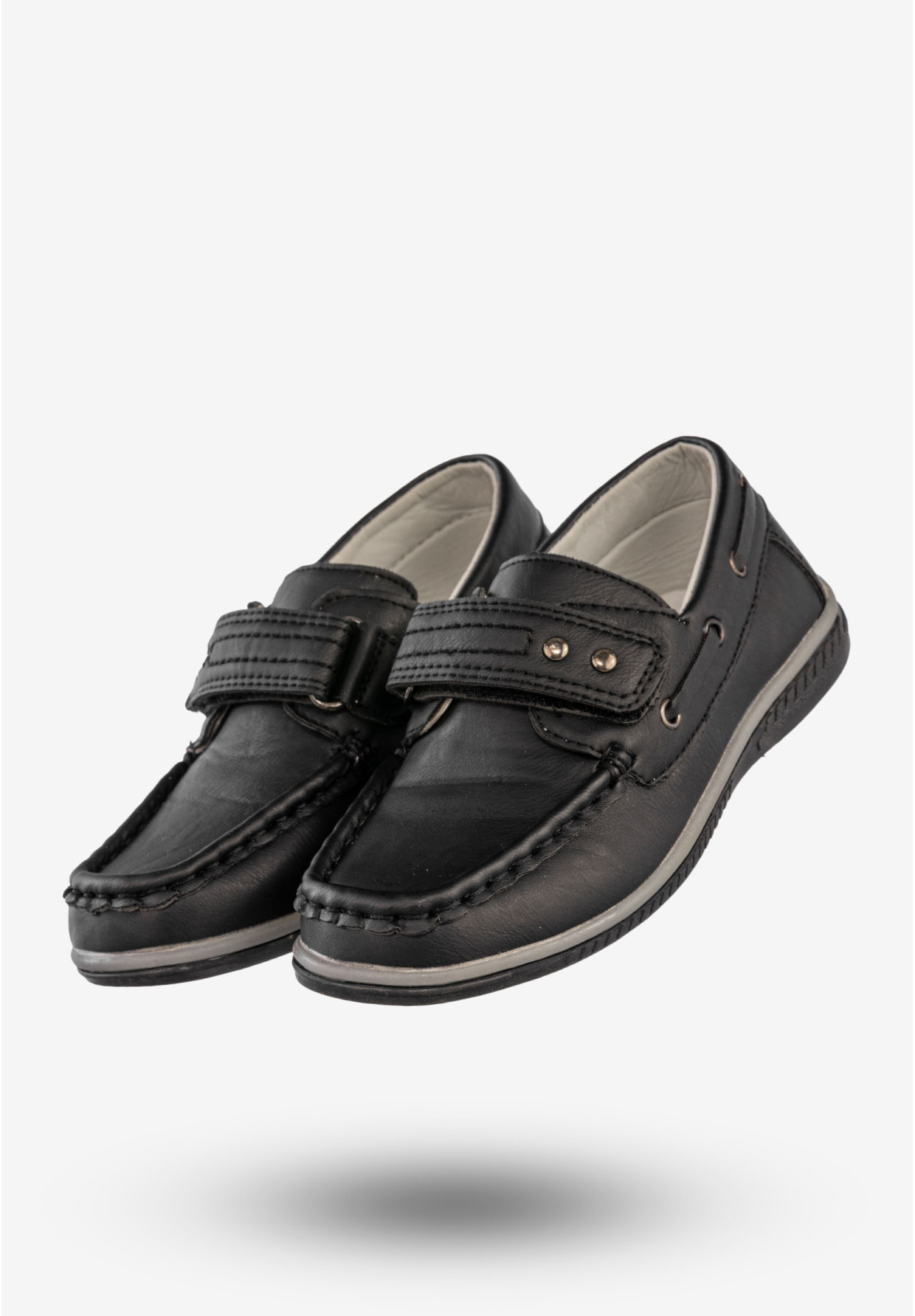 Półbuty Wizytowe Chłopięce Buty Na Rzepy Mokasyny Czarne Apawwa