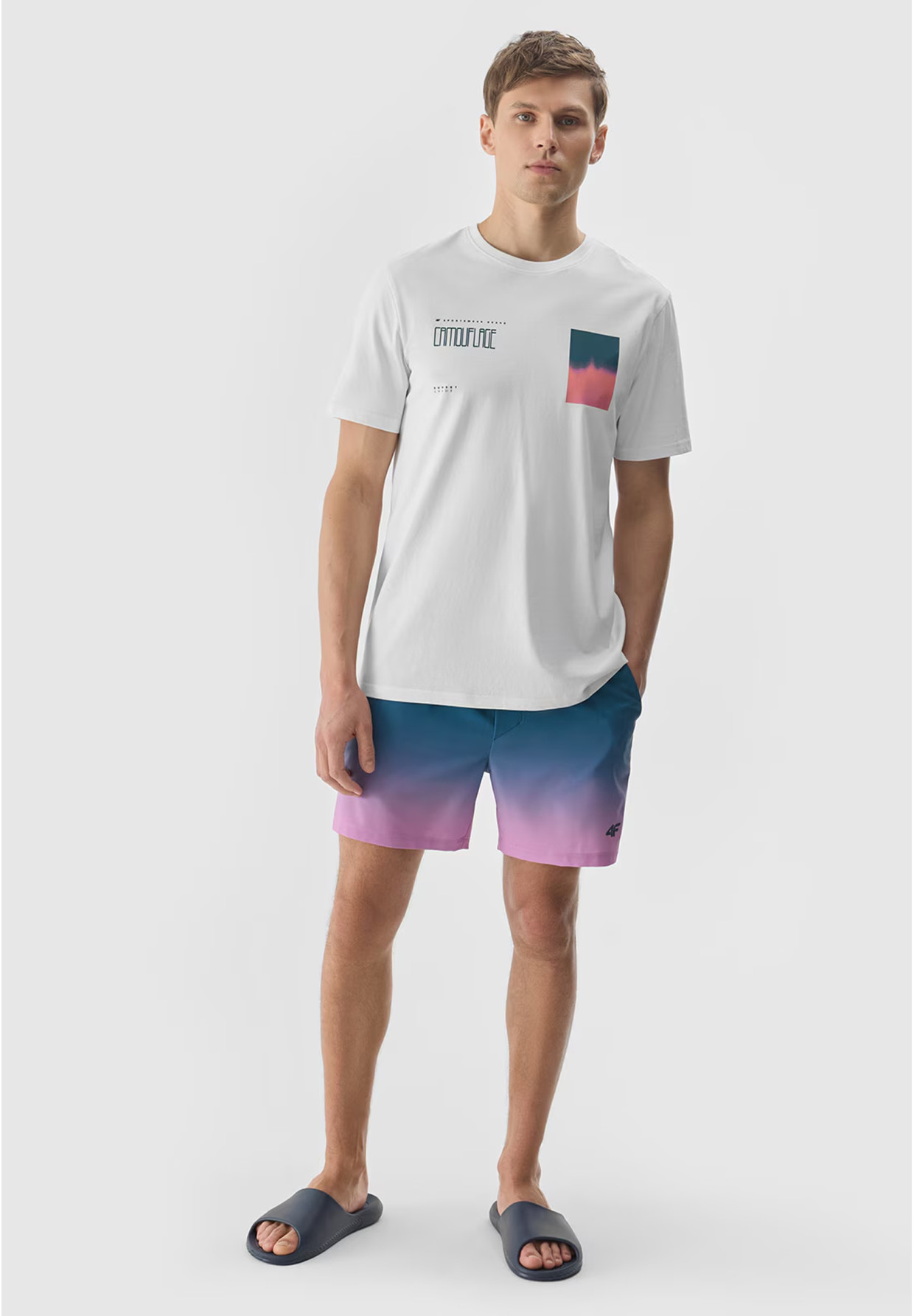 Koszulka Męska 4F T-shirt Sportowy Regular Z Nadrukiem Biały 4FWSS24TTSHM1289