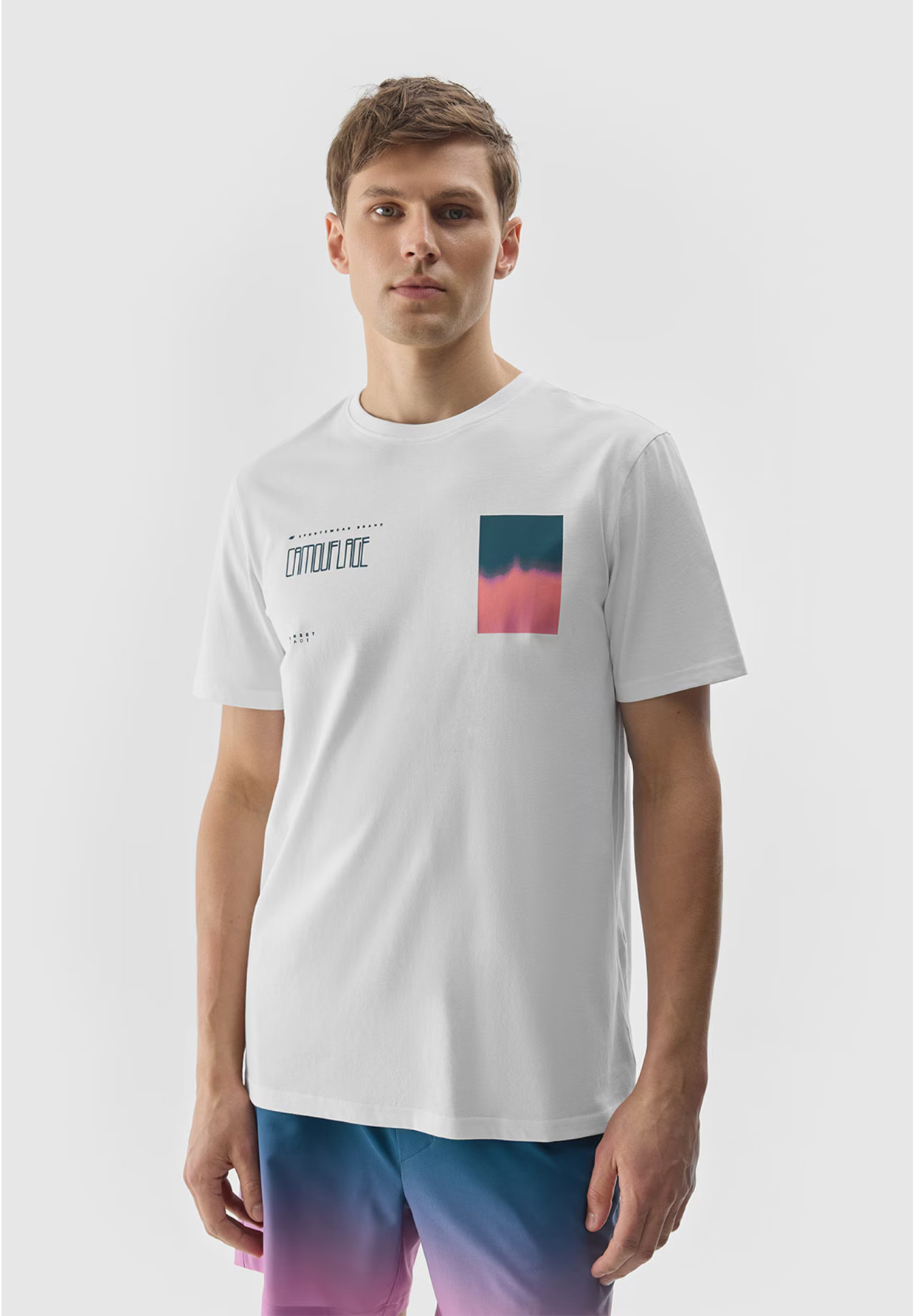Koszulka Męska 4F T-shirt Sportowy Regular Z Nadrukiem Biały 4FWSS24TTSHM1289