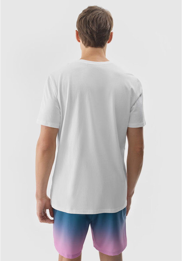 Koszulka Męska 4F T-shirt Sportowy Regular Z Nadrukiem Biały 4FWSS24TTSHM1289
