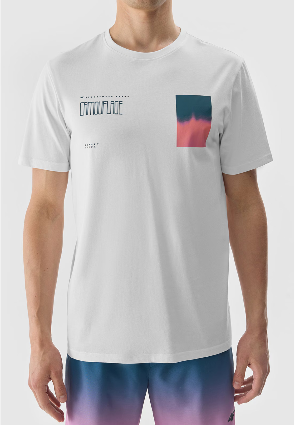 Koszulka Męska 4F T-shirt Sportowy Regular Z Nadrukiem Biały 4FWSS24TTSHM1289
