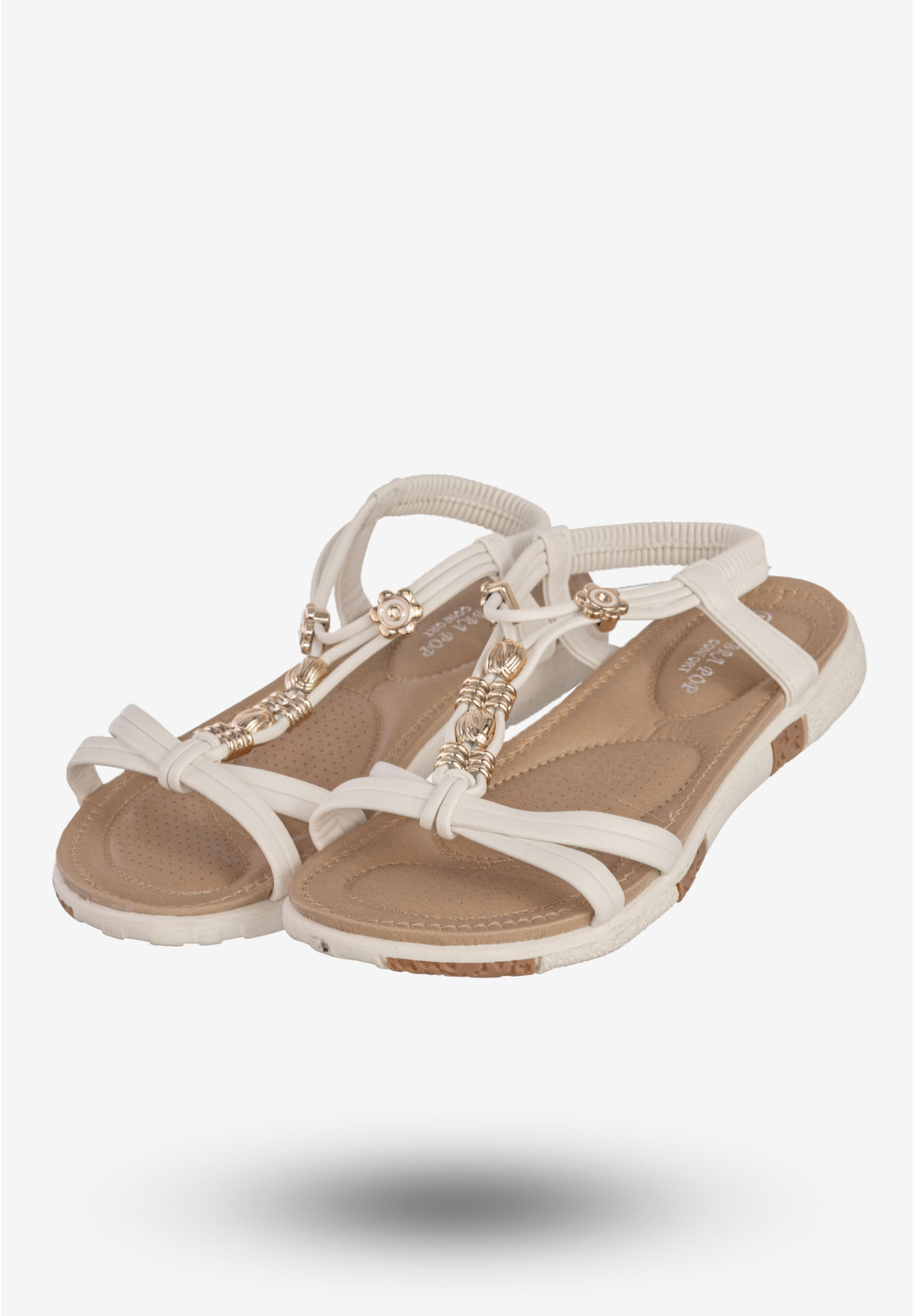 Sandały Damskie Ekoskóra Buty Z Ozdobami Na Wiosnę Lato Białe Libra Pop FY7035