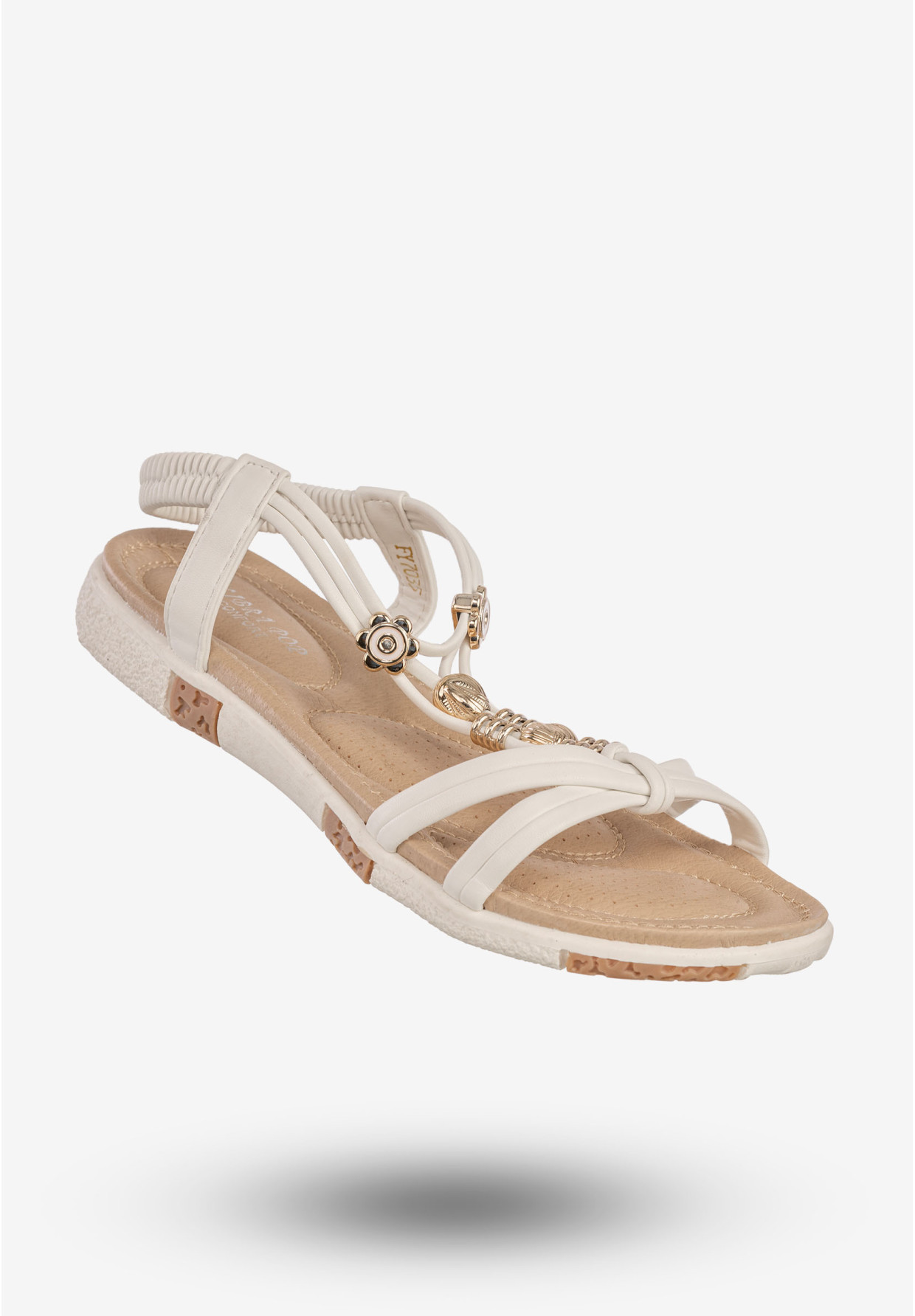 Sandały Damskie Ekoskóra Buty Z Ozdobami Na Wiosnę Lato Białe Libra Pop FY7035