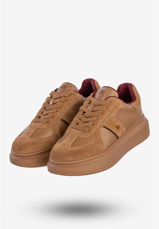 Sneakersy Damskie Skórzane Buty Na Platformie Półbuty Brązowe Daniel Lopez SS2D4005