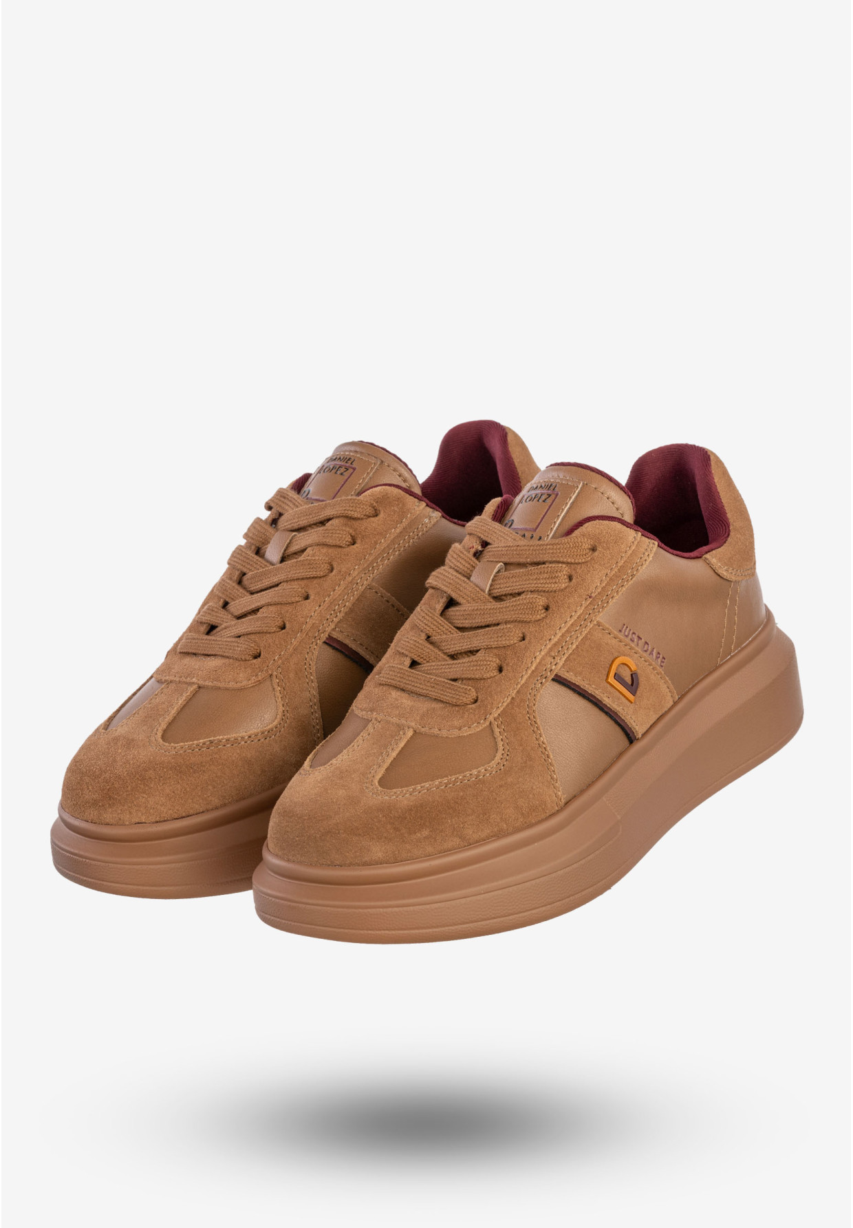 Sneakersy Damskie Skórzane Buty Na Platformie Półbuty Brązowe Daniel Lopez SS2D4005