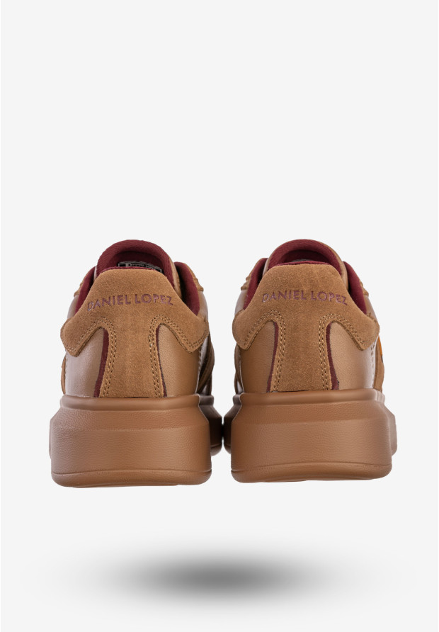 Sneakersy Damskie Skórzane Buty Na Platformie Półbuty Brązowe Daniel Lopez SS2D4005