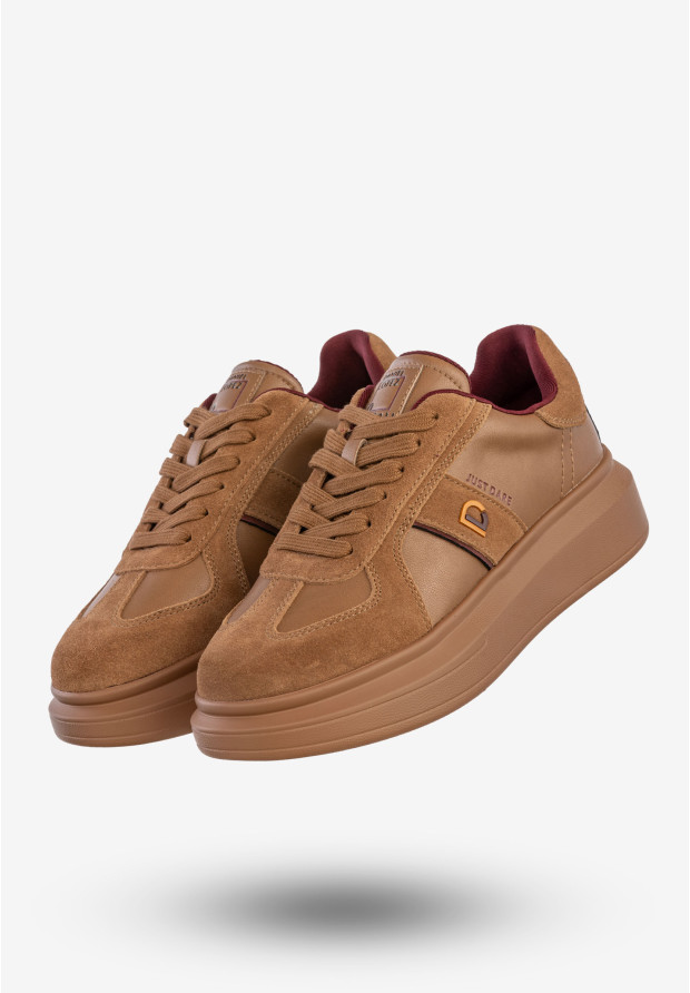 Sneakersy Damskie Skórzane Buty Na Platformie Półbuty Brązowe Daniel Lopez SS2D4005