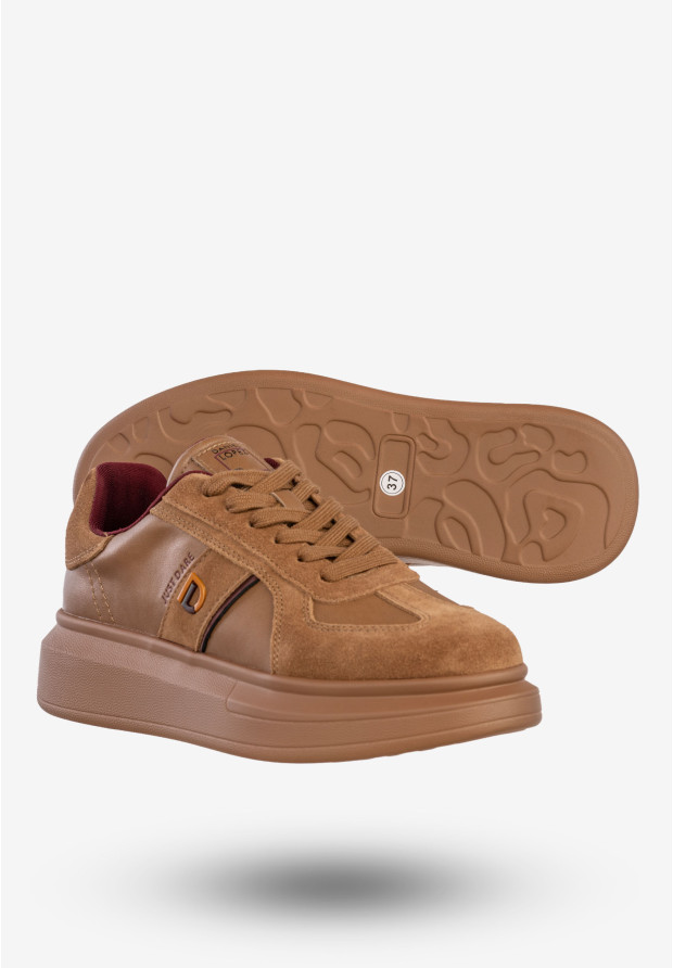 Sneakersy Damskie Skórzane Buty Na Platformie Półbuty Brązowe Daniel Lopez SS2D4005