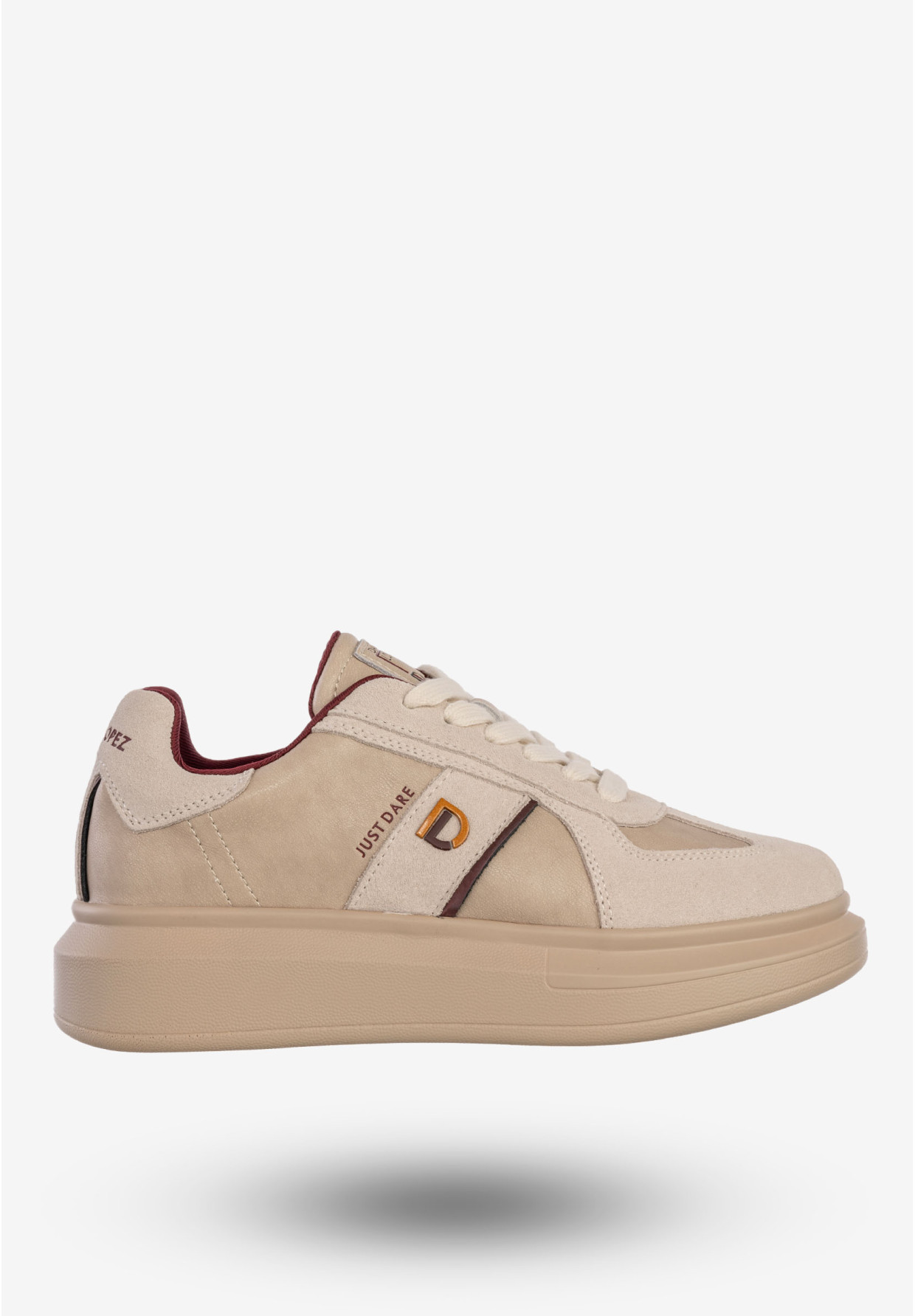 Sneakersy Damskie Skórzane Buty Na Platformie Półbuty Beżowe Daniel Lopez SS2D4003