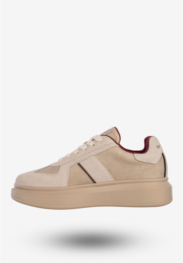 Sneakersy Damskie Skórzane Buty Na Platformie Półbuty Beżowe Daniel Lopez SS2D4003
