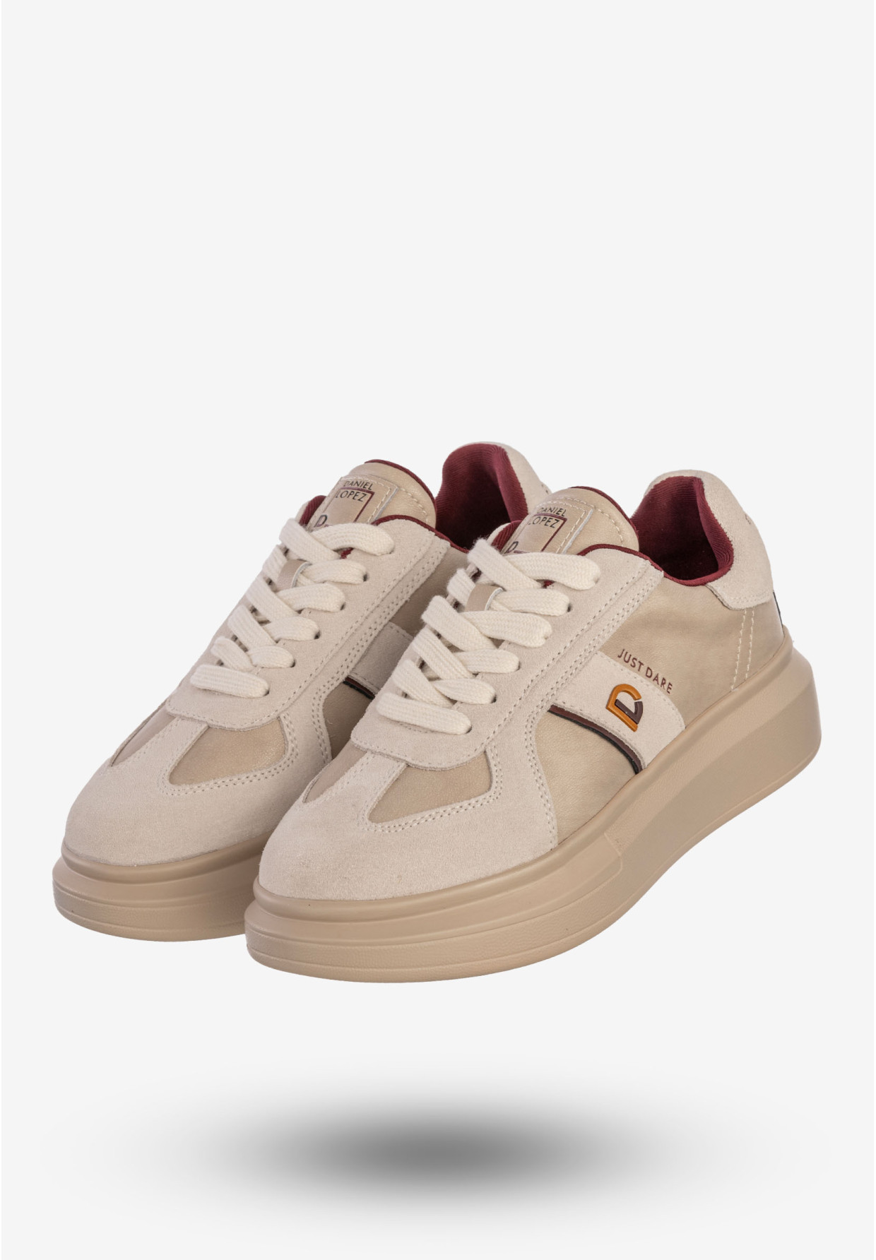 Sneakersy Damskie Skórzane Buty Na Platformie Półbuty Beżowe Daniel Lopez SS2D4003
