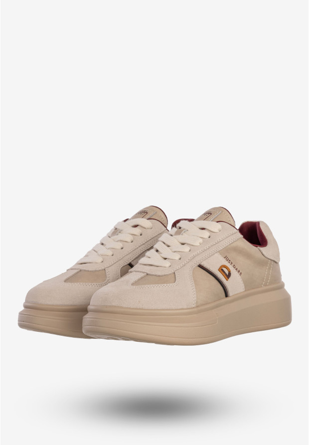 Sneakersy Damskie Skórzane Buty Na Platformie Półbuty Beżowe Daniel Lopez SS2D4003