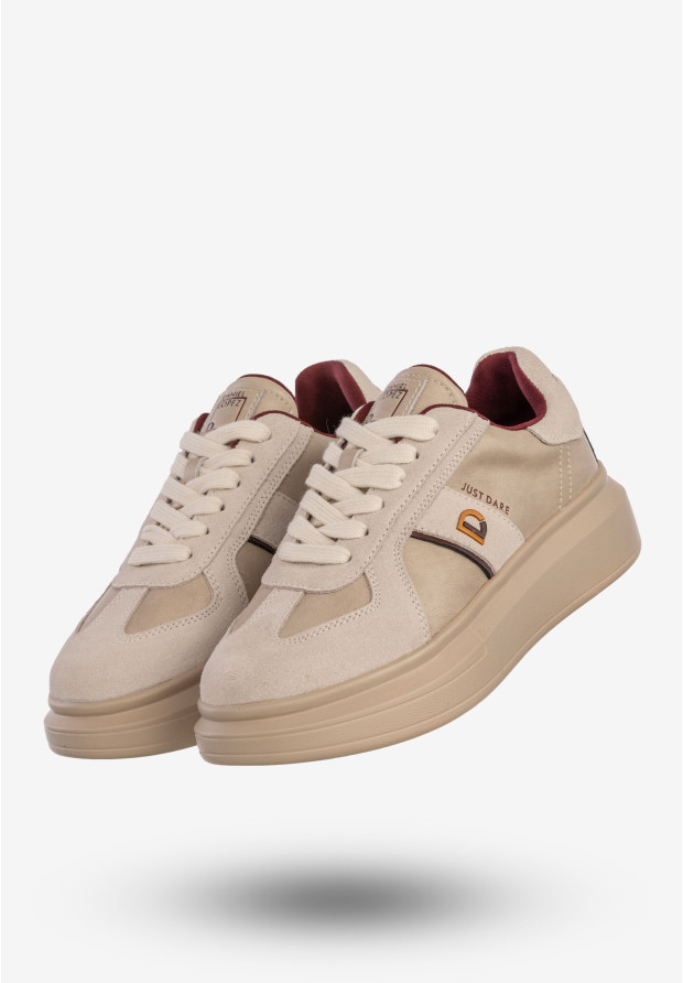 Sneakersy Damskie Skórzane Buty Na Platformie Półbuty Beżowe Daniel Lopez SS2D4003