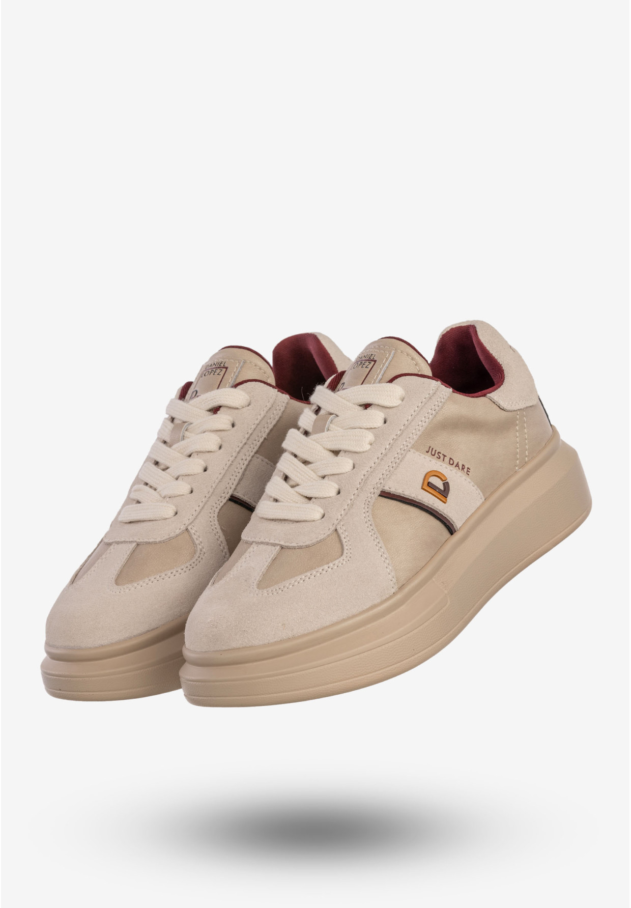 Sneakersy Damskie Skórzane Buty Na Platformie Półbuty Beżowe Daniel Lopez SS2D4003