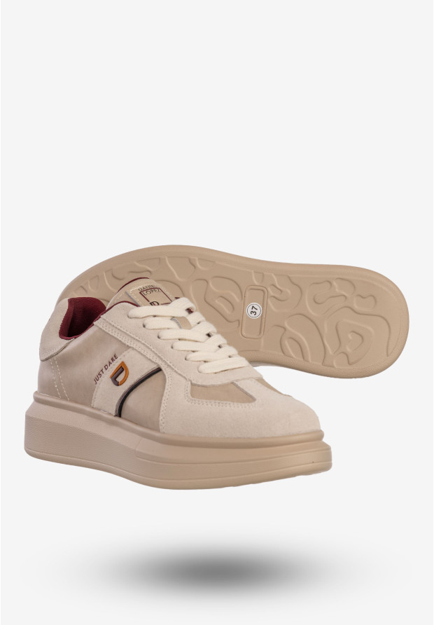 Sneakersy Damskie Skórzane Buty Na Platformie Półbuty Beżowe Daniel Lopez SS2D4003