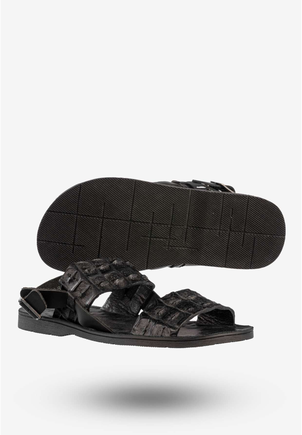 Sandały Męskie Skórzane Buty Eleganckie Wygodne Czarne Tibet